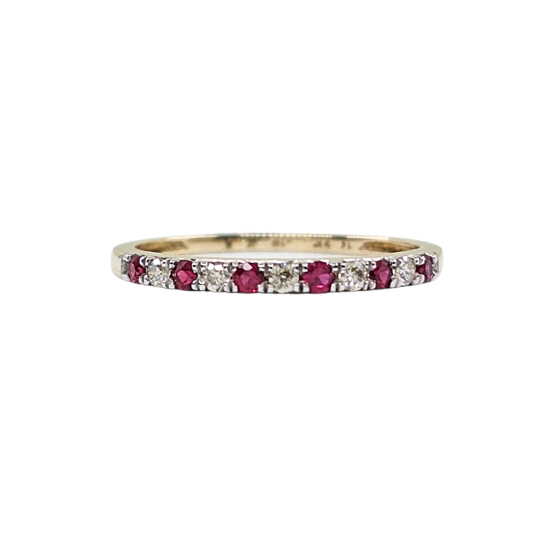 9ct Yellow Gold Ruby & Diamond Eternity Ring