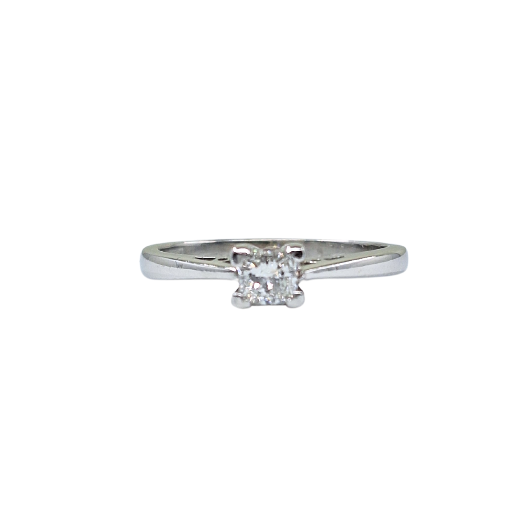 18ct White Gold Princess Cut Diamond Solitaire Ring 0.25ct