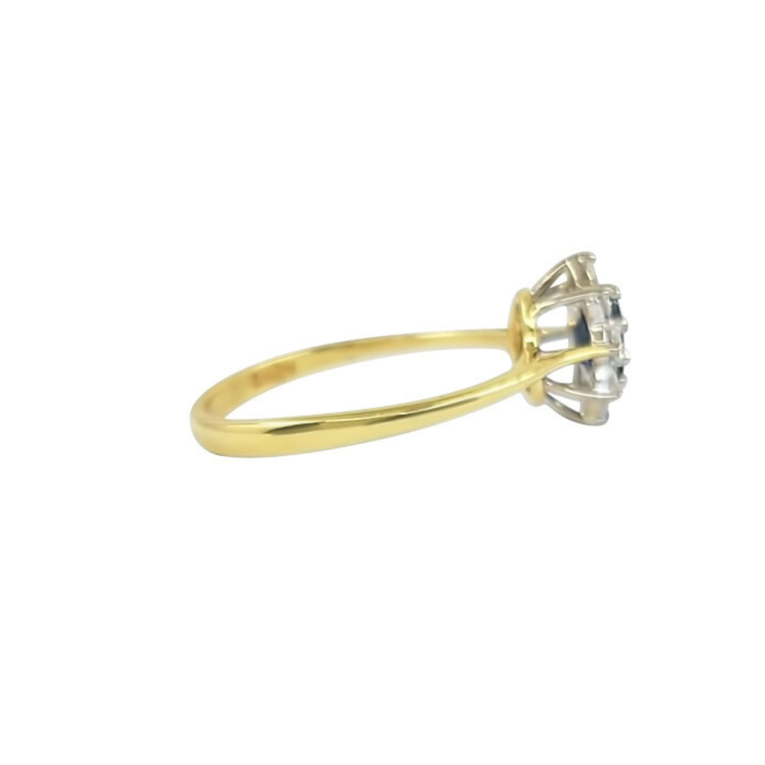18ct Yellow Gold Sapphire & Diamond Cluster Ring