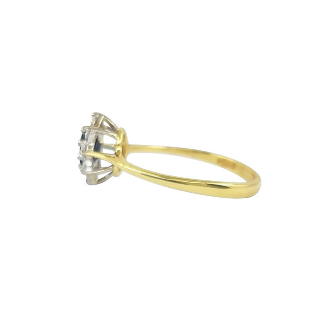 18ct Yellow Gold Sapphire & Diamond Cluster Ring