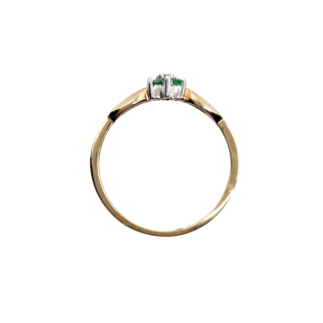 9ct Yellow Gold Emerald & Diamond Cluster Ring