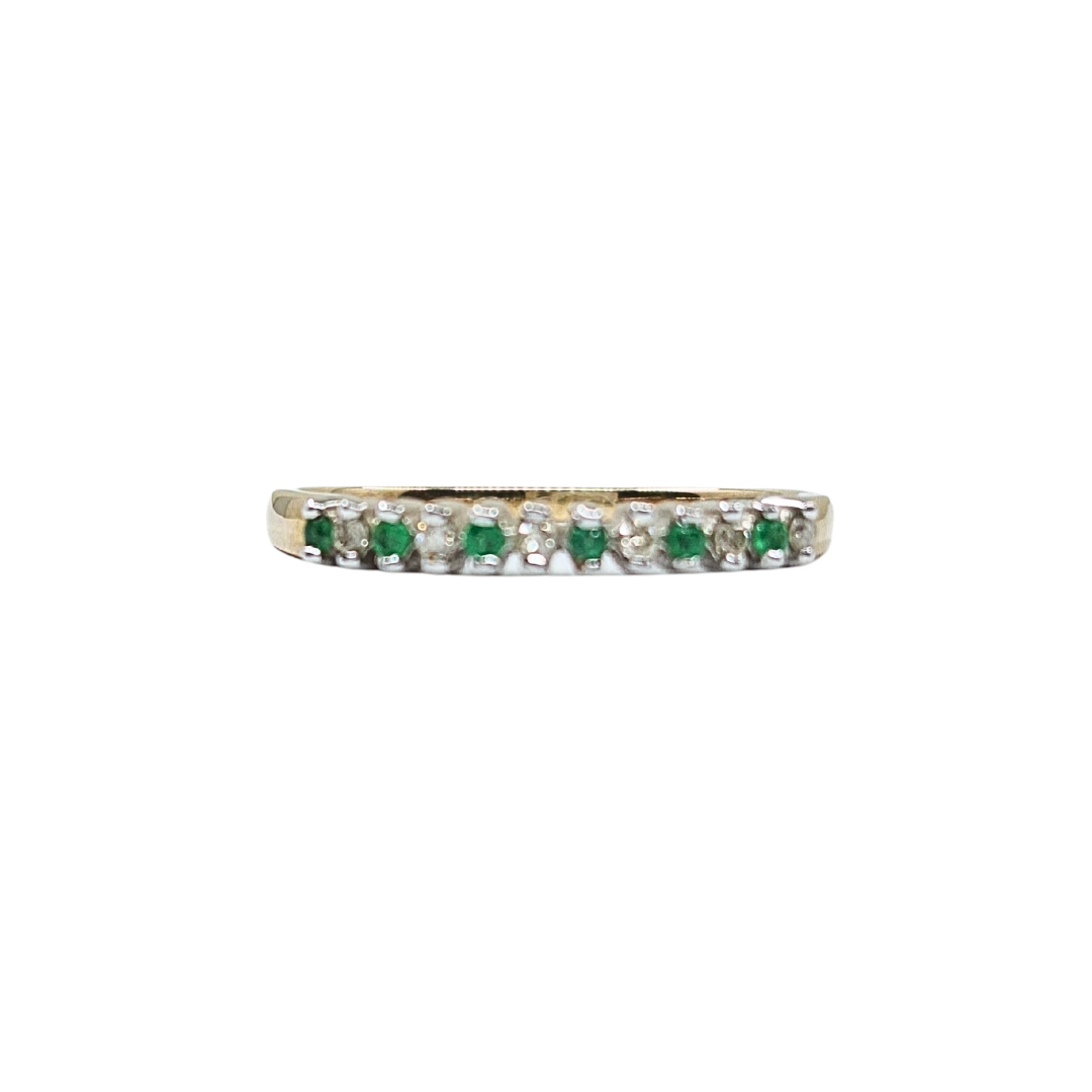 9ct Yellow Gold Emerald & Diamond Eternity Ring