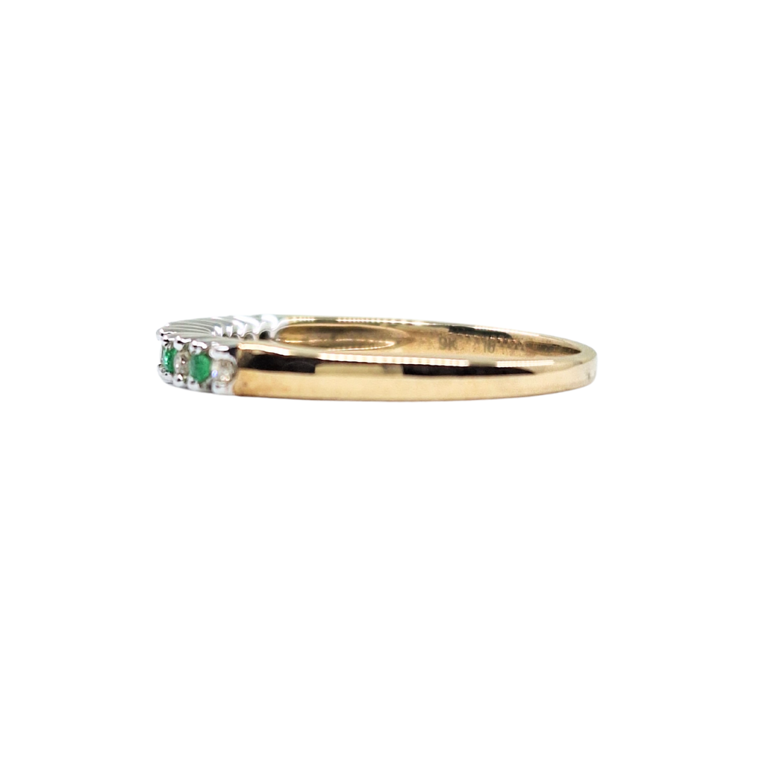 9ct Yellow Gold Emerald & Diamond Eternity Ring