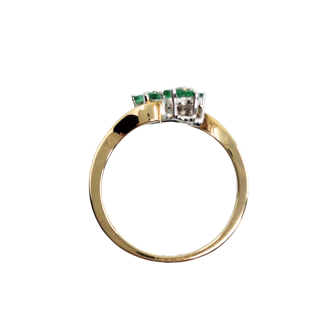 9ct Yellow Gold Emerald & Diamond Double Flower Cluster Ring