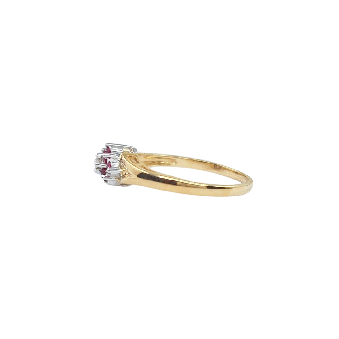 9ct Yellow Gold Ruby & Diamond Cluster Ring