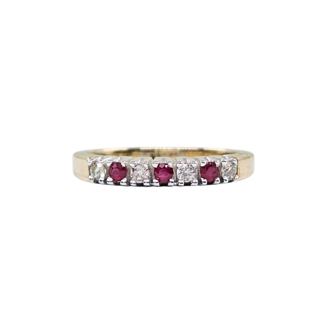 9ct Yellow Gold Ruby & Diamond Eternity Ring