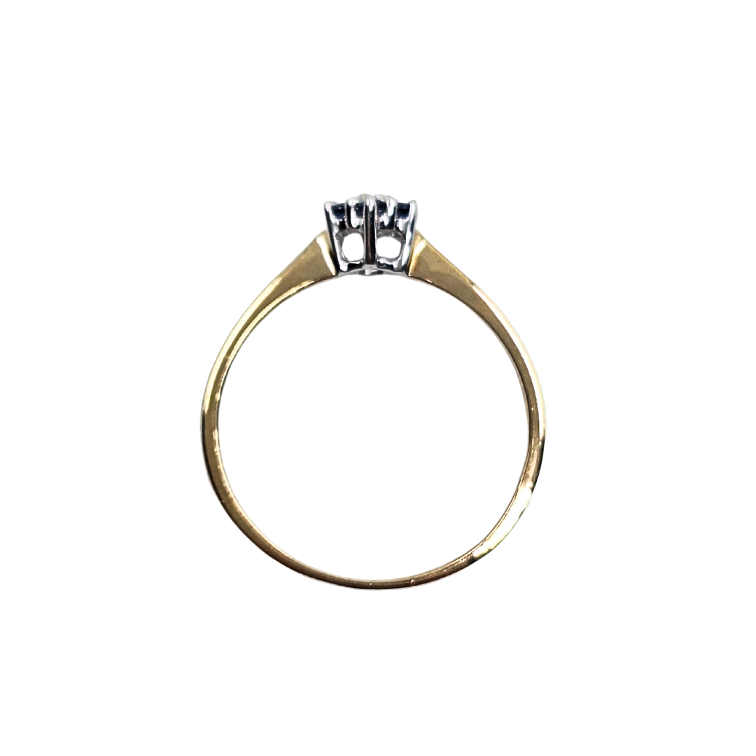 9ct Yellow Gold Sapphire & Diamond Flower Cluster Ring