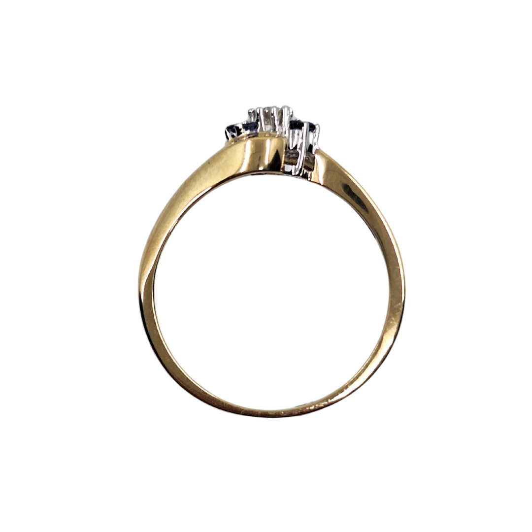 9ct Yellow Gold Sapphire & Diamond Trefoil Ring