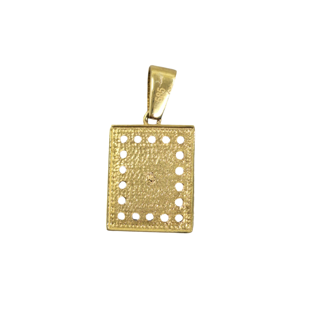 14ct Yellow Gold Cubic Zirconia Versace Style Pendant