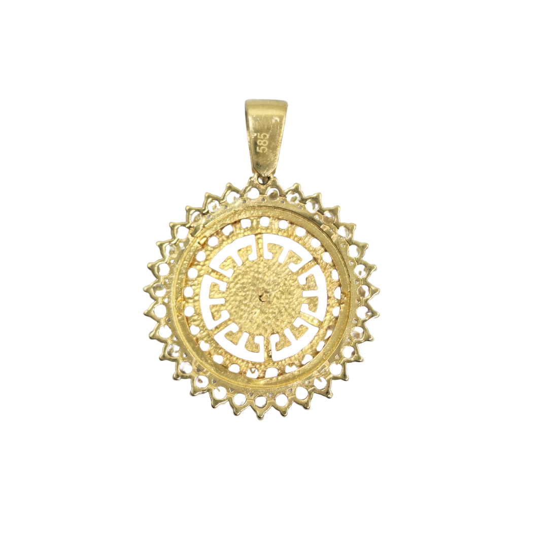 14ct Yellow Gold Cubic Zirconia Versace Style Pendant