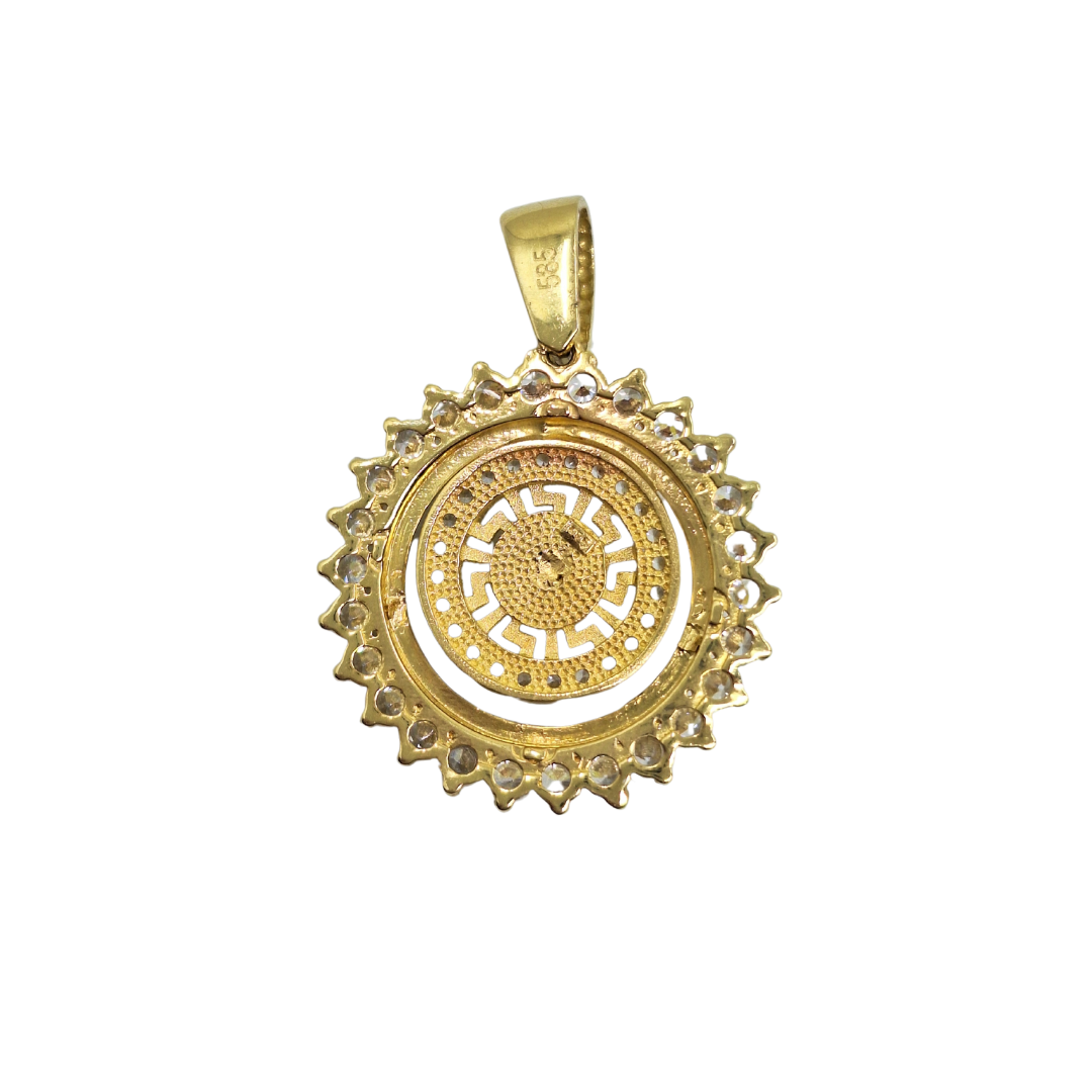 14ct Yellow Gold Cubic Zirconia Versace Style Pendant