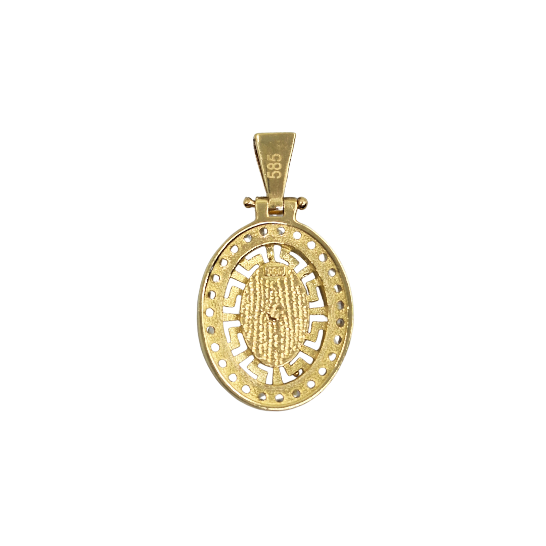 14ct Yellow Gold Cubic Zirconia Versace Style Pendant