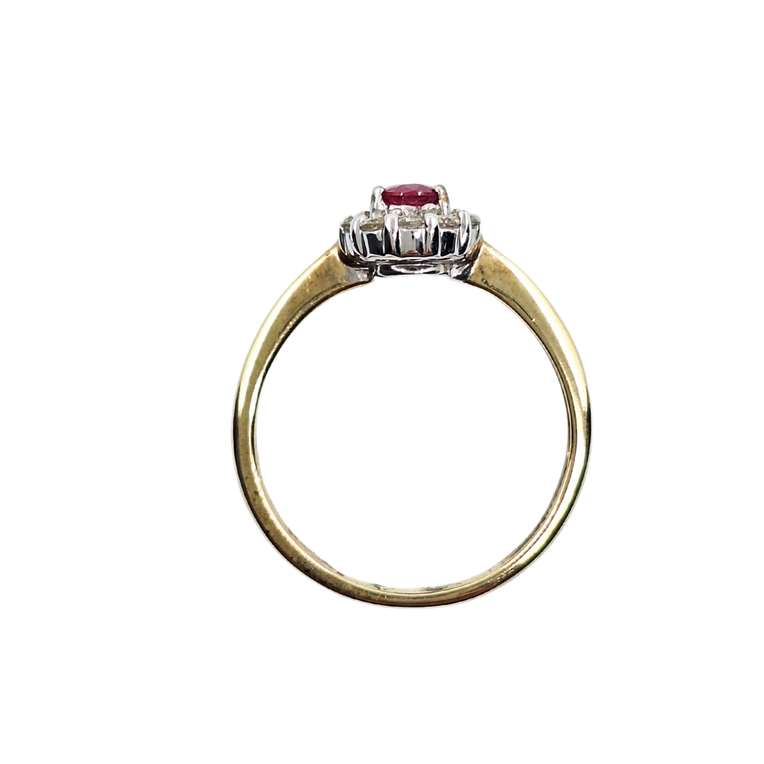 9ct Yellow Gold Ruby & Diamond Cluster Ring