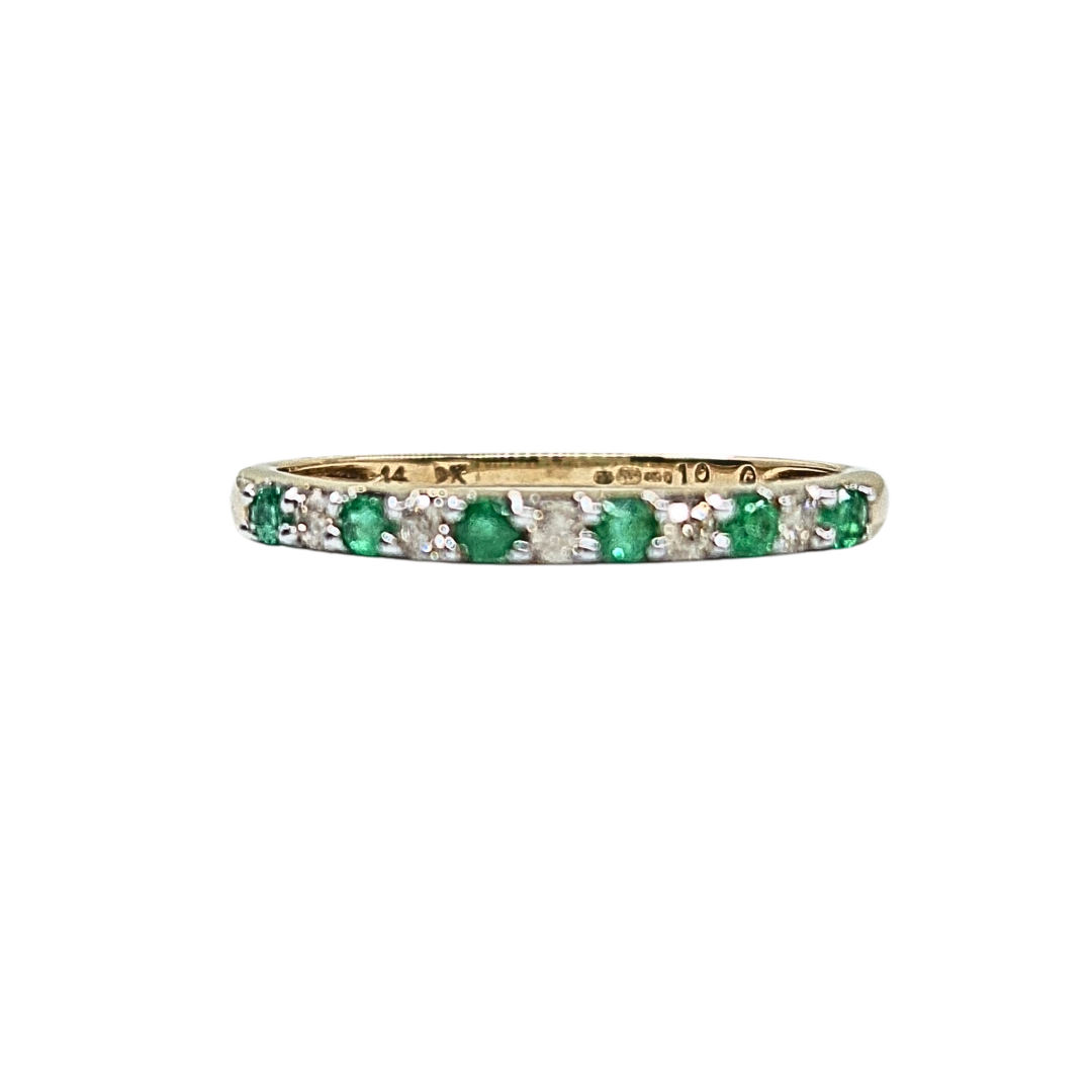 9ct Yellow Gold Emerald & Diamond Eternity Ring