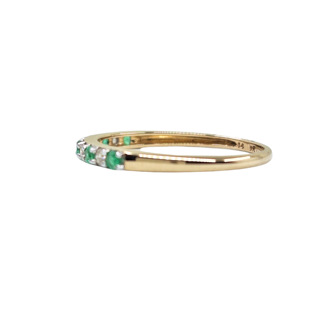 9ct Yellow Gold Emerald & Diamond Eternity Ring
