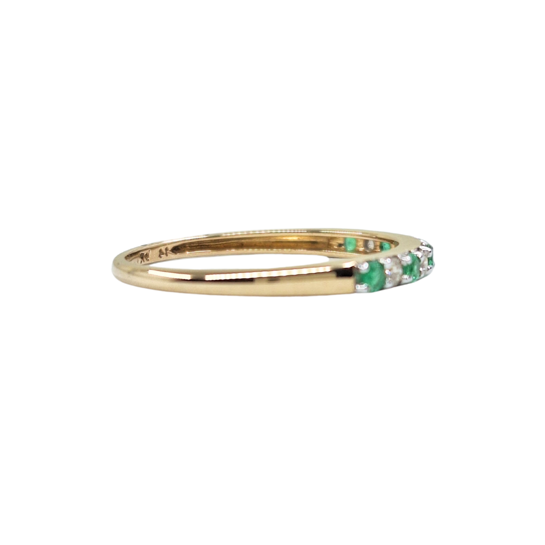 9ct Yellow Gold Emerald & Diamond Eternity Ring