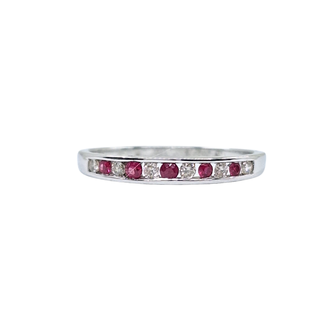 9ct White Gold Ruby & Diamond Eternity Ring