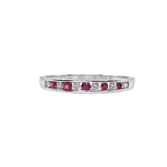 9ct White Gold Ruby & Diamond Eternity Ring