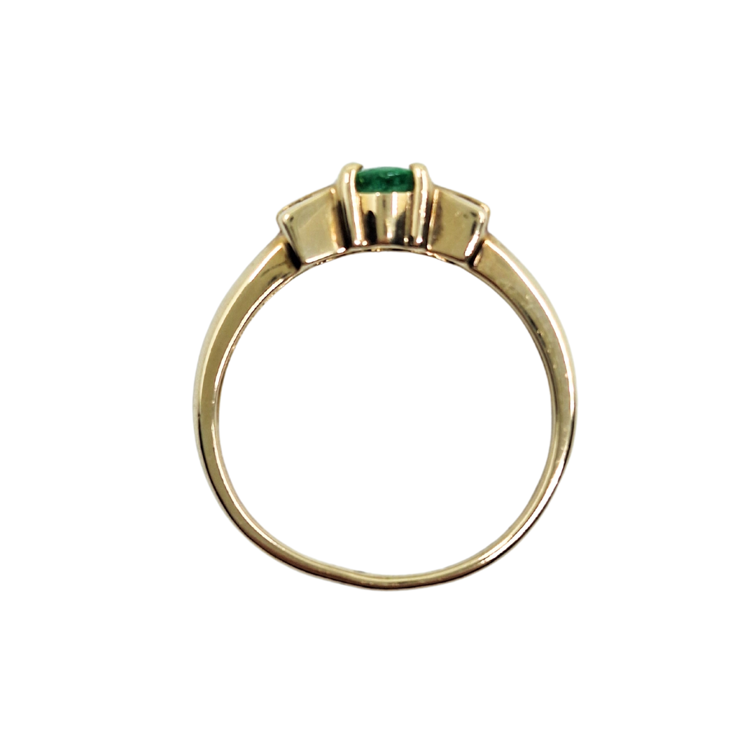 9ct Yellow Gold Emerald & Diamond Ring