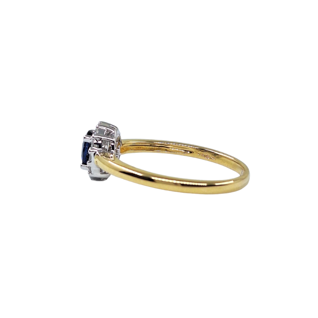 18ct Yellow Gold Sapphire & Diamond Cluster Ring