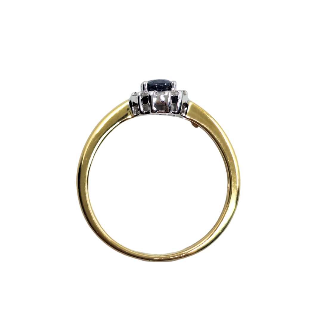 18ct Yellow Gold Sapphire & Diamond Cluster Ring