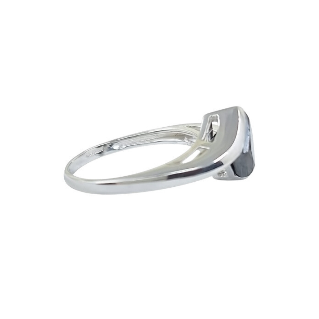 9ct White Gold Black Diamond Solitaire Ring
