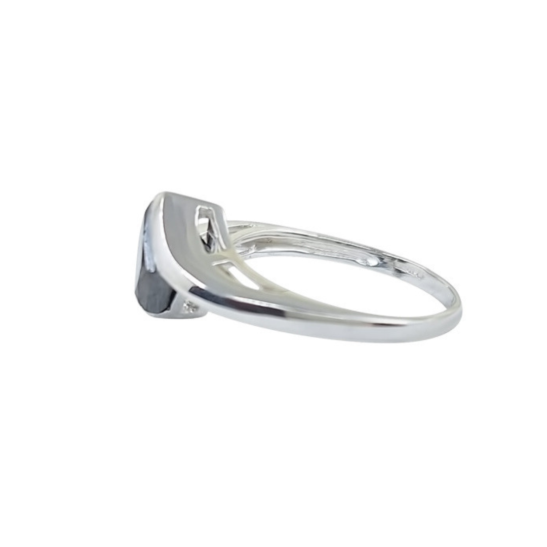 9ct White Gold Black Diamond Solitaire Ring
