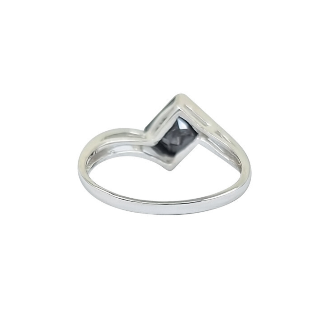 9ct White Gold Black Diamond Solitaire Ring