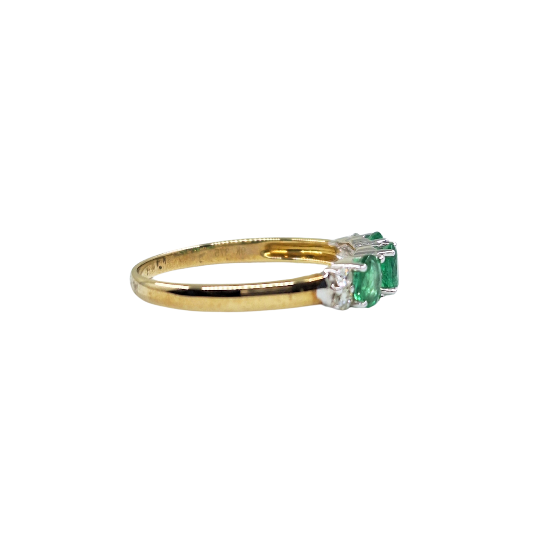 9ct Yellow Gold Emerald & Diamond Band Ring
