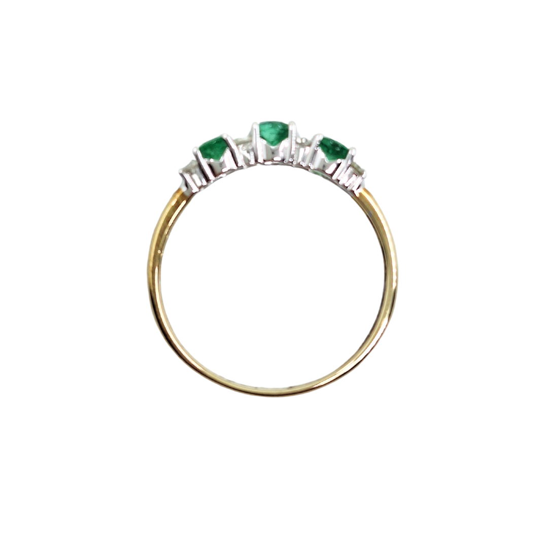 9ct Yellow Gold Emerald & Diamond Band Ring