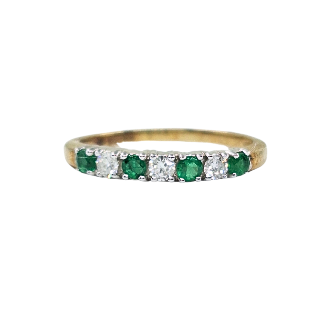 9ct Yellow Gold Emerald & Diamond Eternity Ring