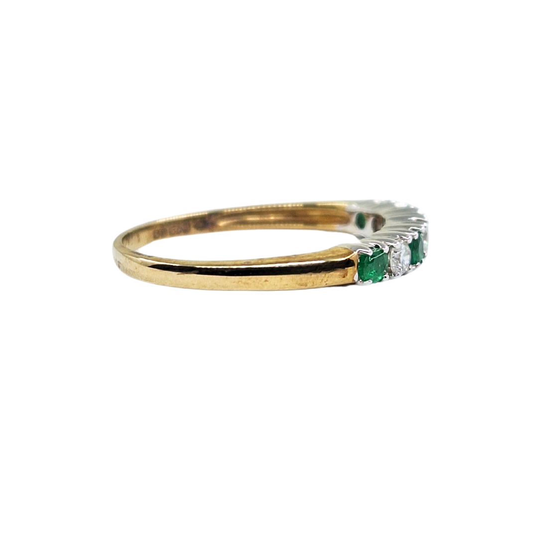 9ct Yellow Gold Emerald & Diamond Eternity Ring