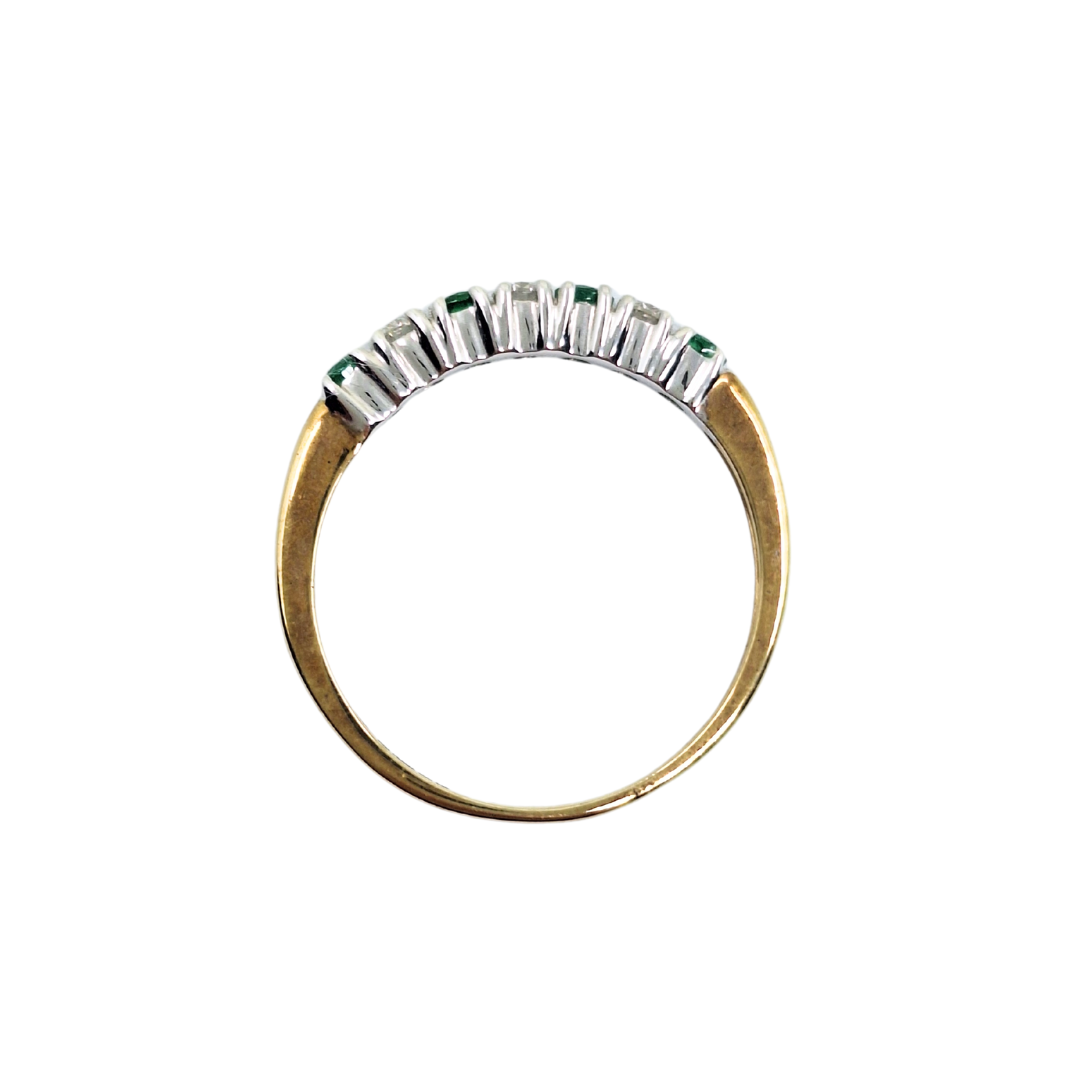 9ct Yellow Gold Emerald & Diamond Eternity Ring