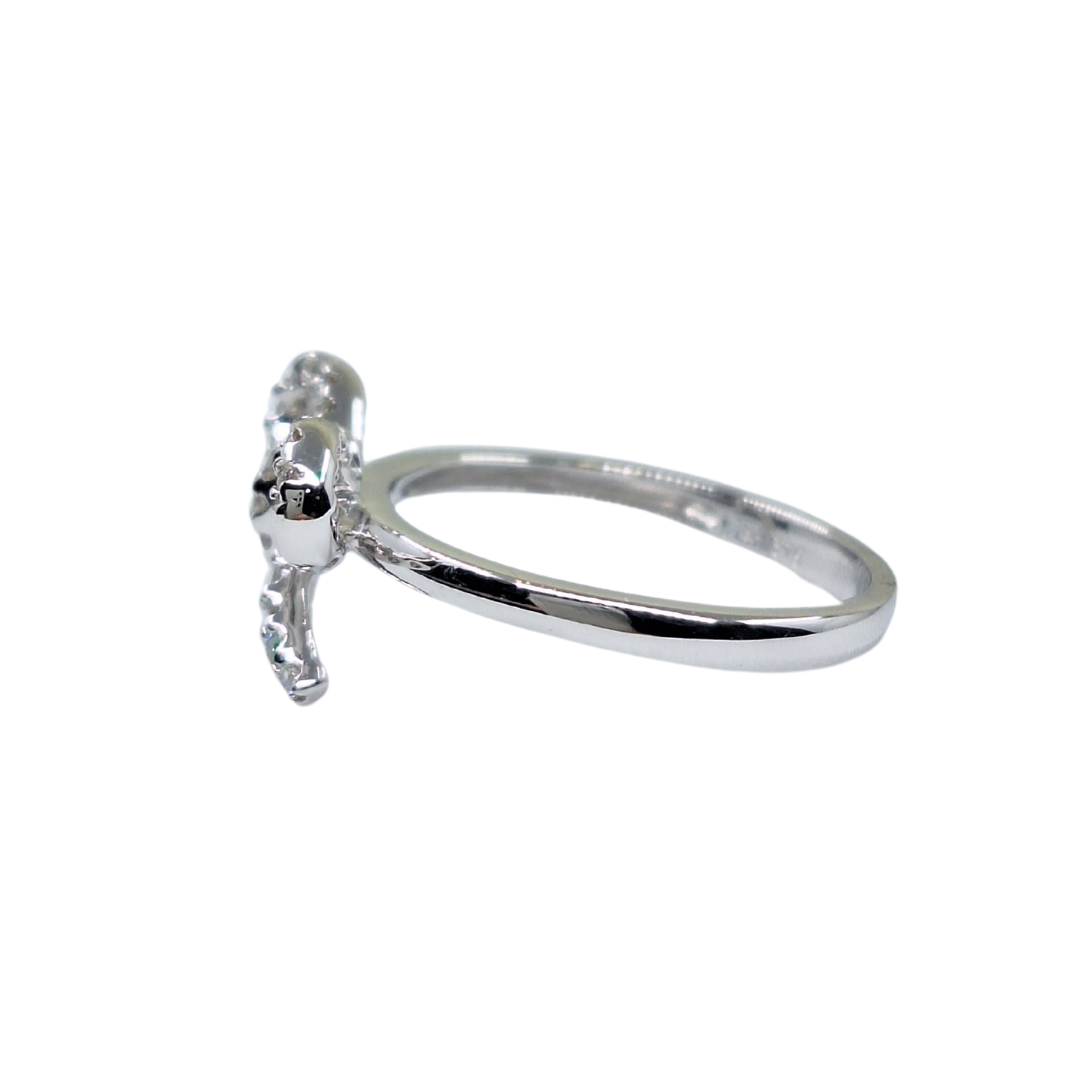 9ct White Gold Diamond Bow Ring 0.19ct