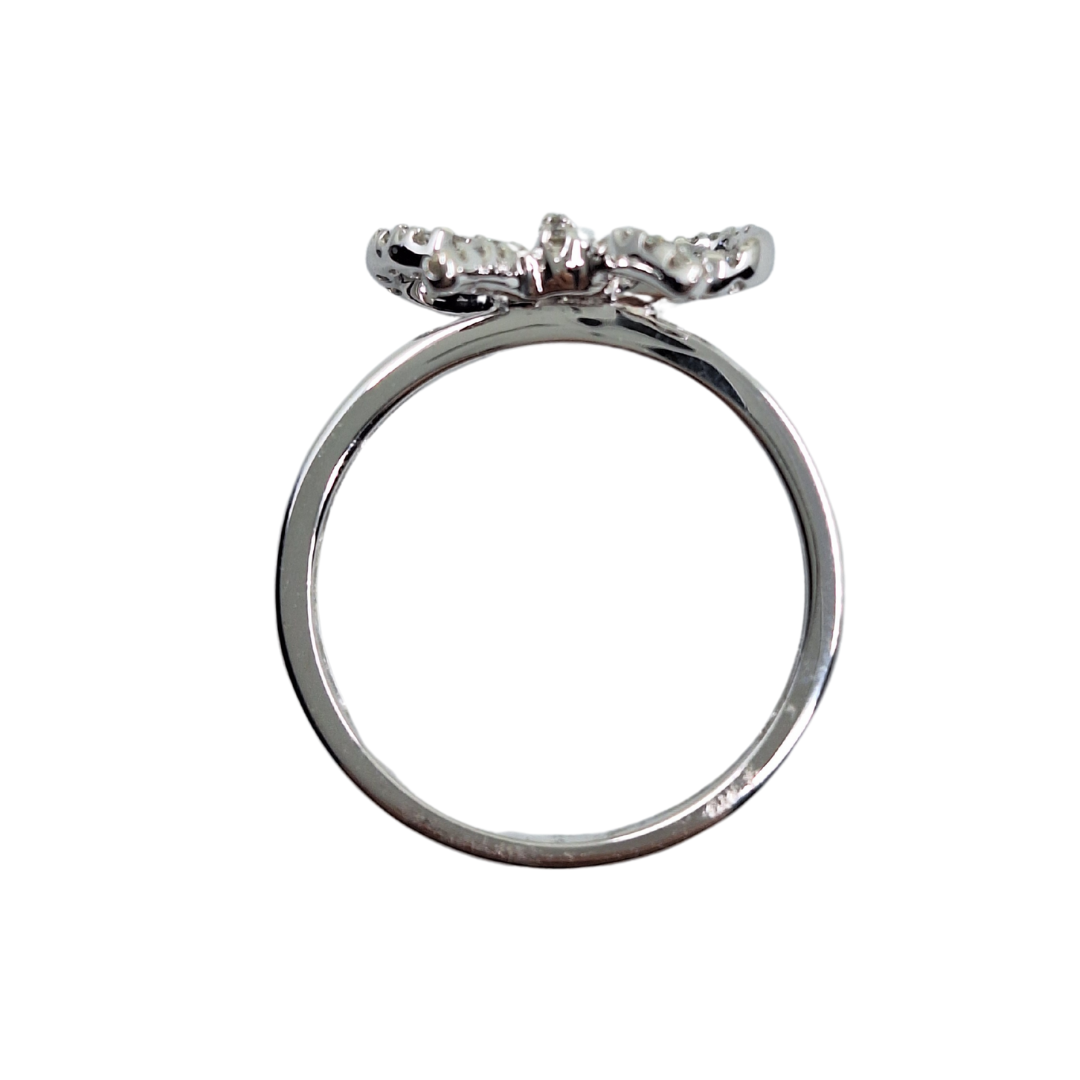9ct White Gold Diamond Bow Ring 0.19ct