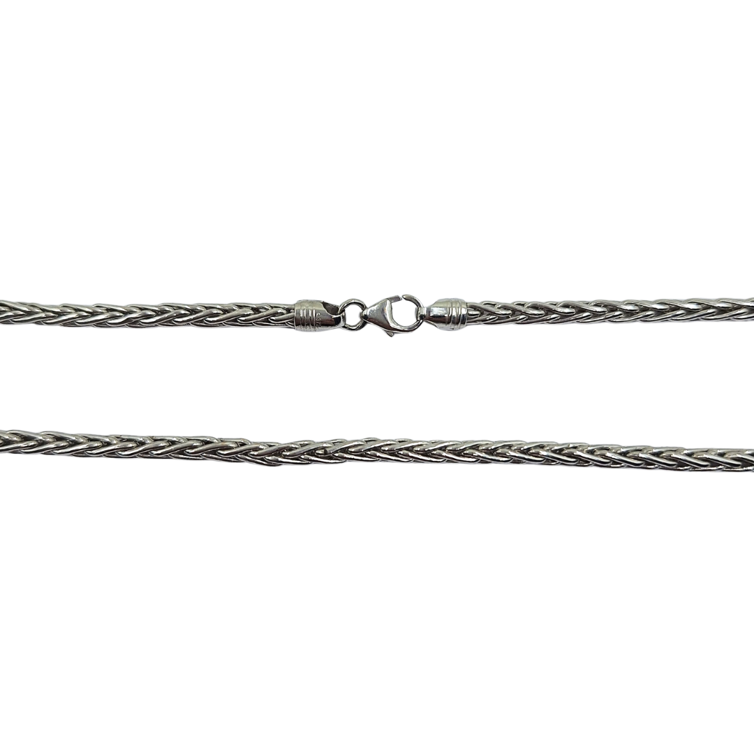9ct White Gold Wheat Link Chain 18"