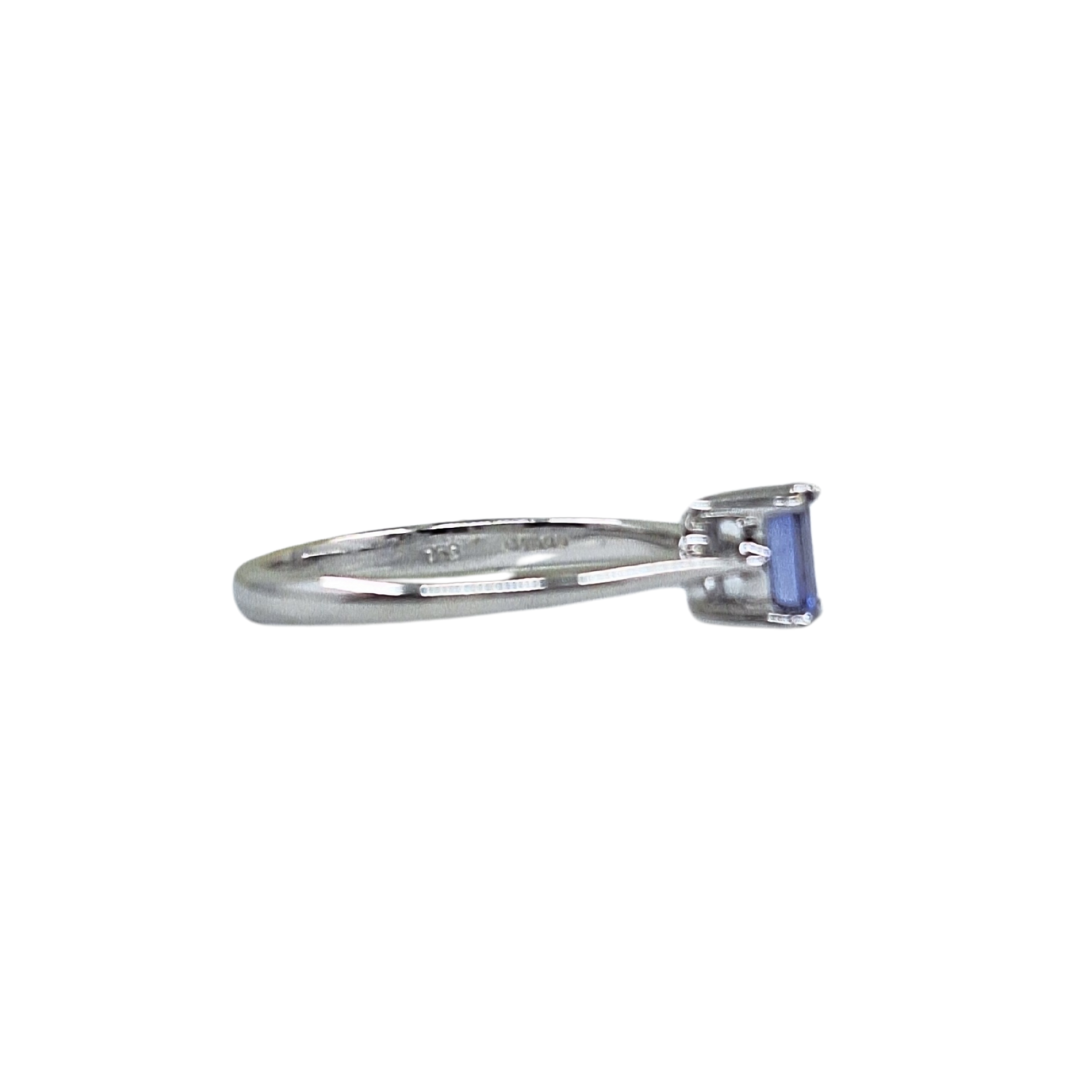 18ct White Gold Emerald Cut Tanzanite Solitaire Ring