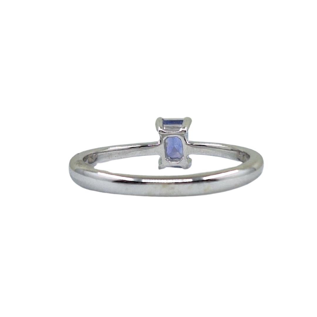 18ct White Gold Emerald Cut Tanzanite Solitaire Ring