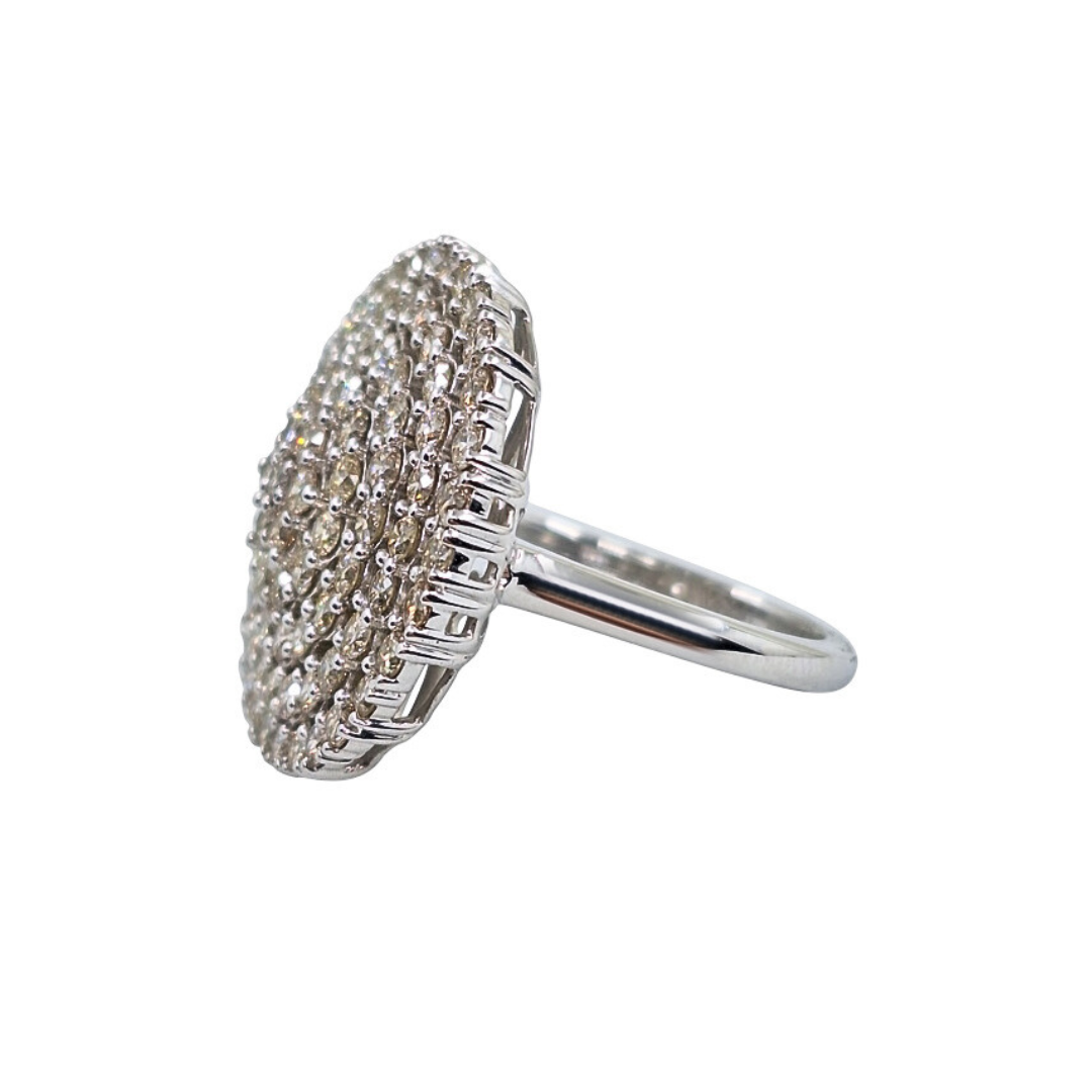 9ct White Gold Round Diamond Cluster Ring 3ct