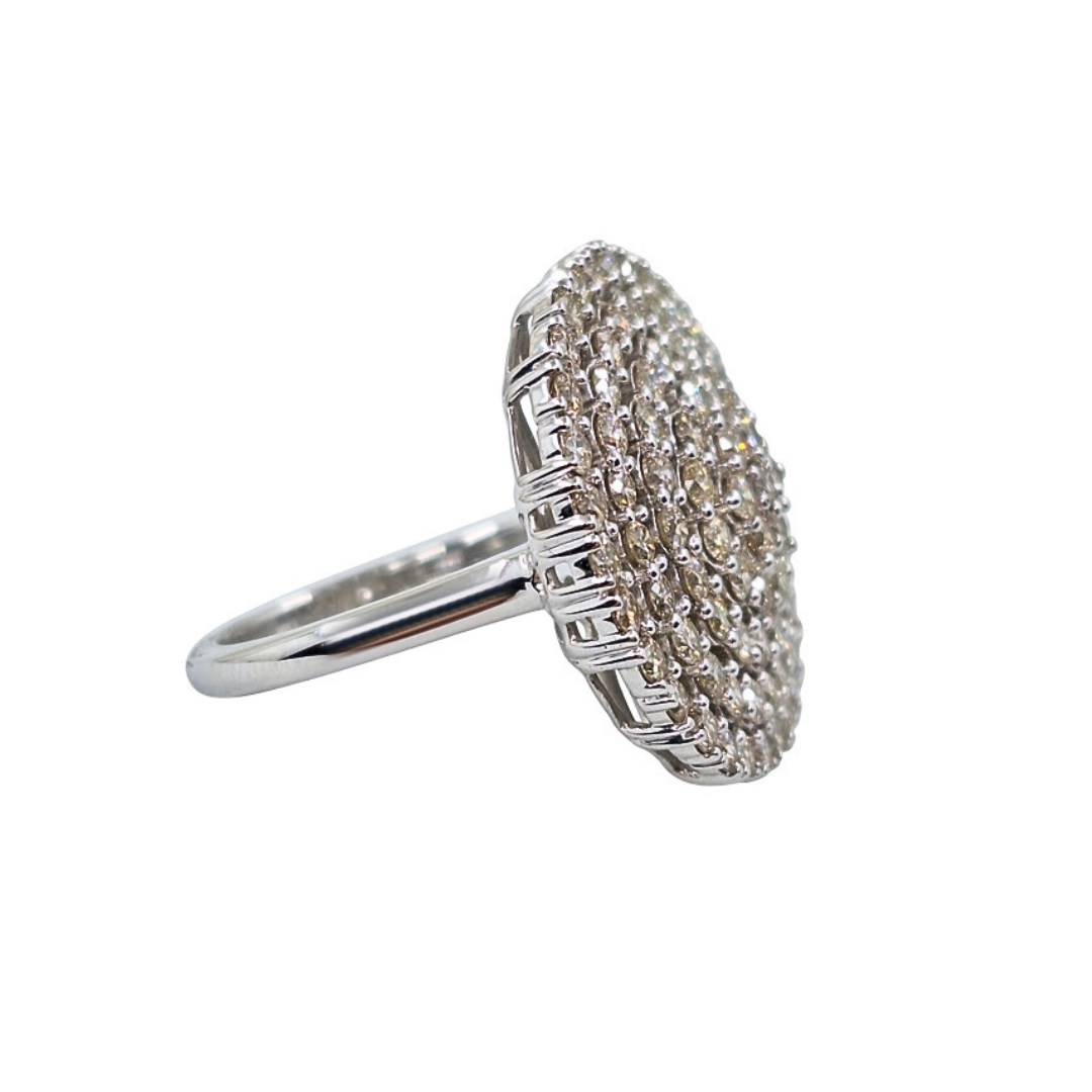 9ct White Gold Round Diamond Cluster Ring 3ct