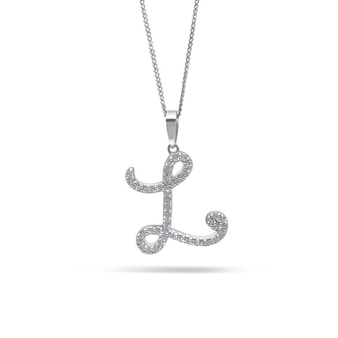 White Gold & Ethical Diamond Initial L Pendant