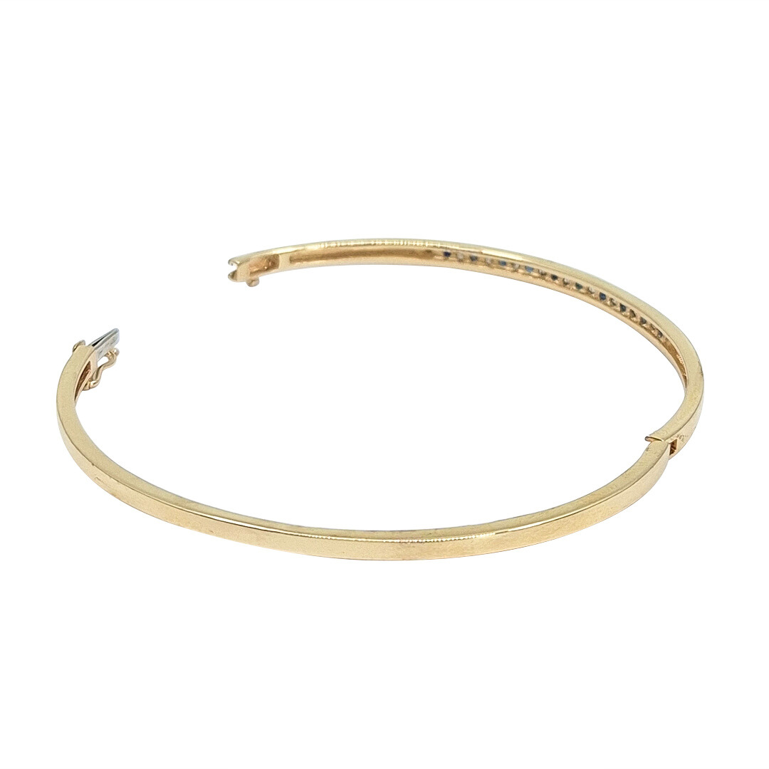 9ct Yellow Gold Sapphire & Diamond Bangle