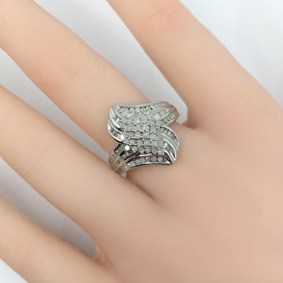 9ct White Gold & Diamond Dress RIng