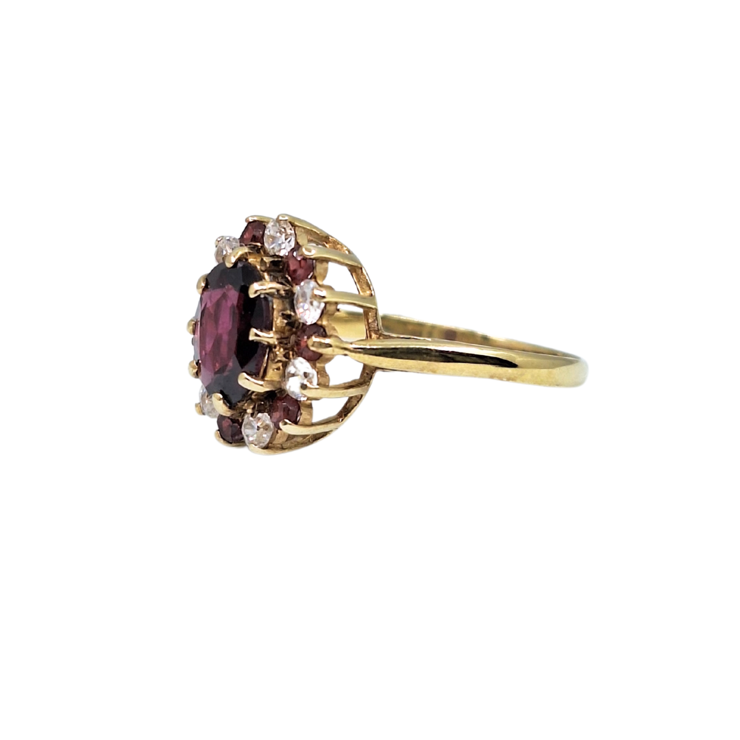 9ct Gold Garnet & CZ Cluster Ring