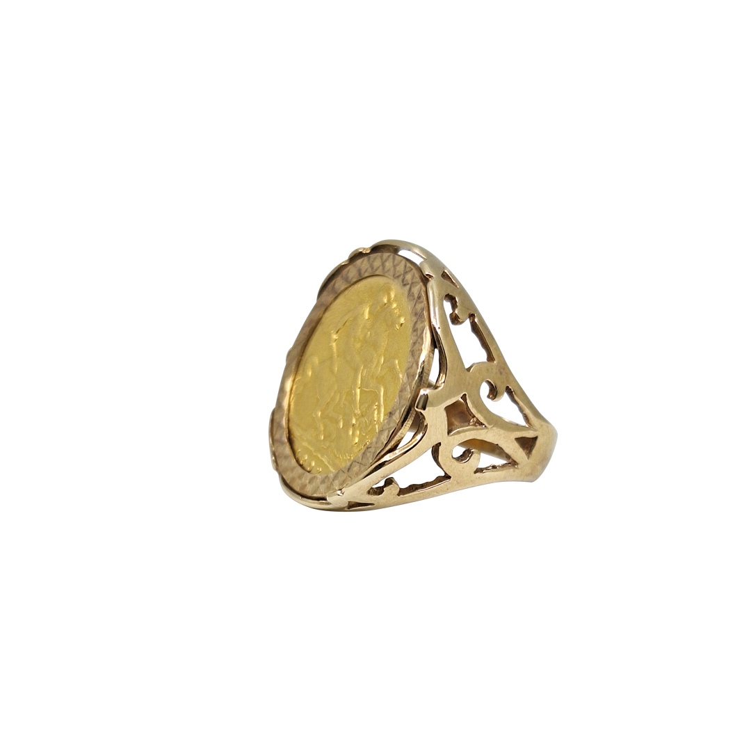 9ct Yellow Gold Half Sovereign Ring 1902