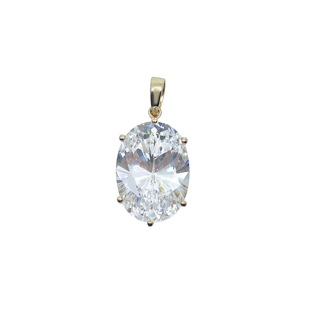 9ct Yellow Gold CZ Oval Pendant