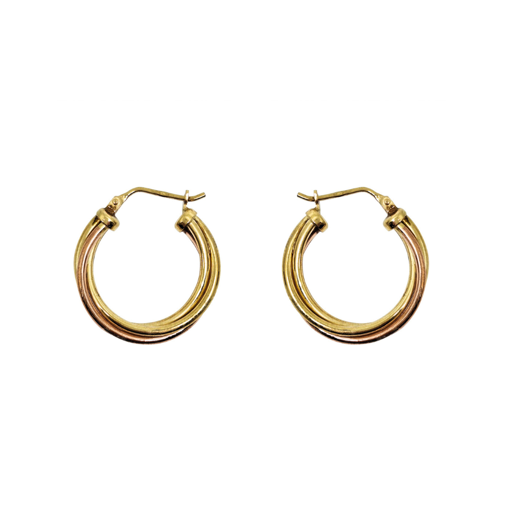 9ct Two Colour Twist Hoop Earrings