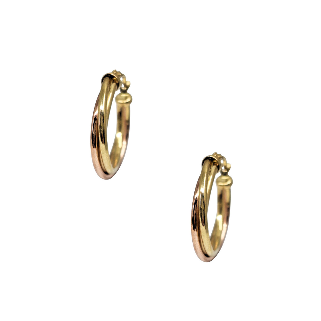 9ct Two Colour Twist Hoop Earrings