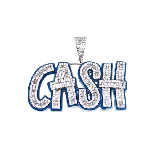 Silver CZ & Enamel CASH Pendant