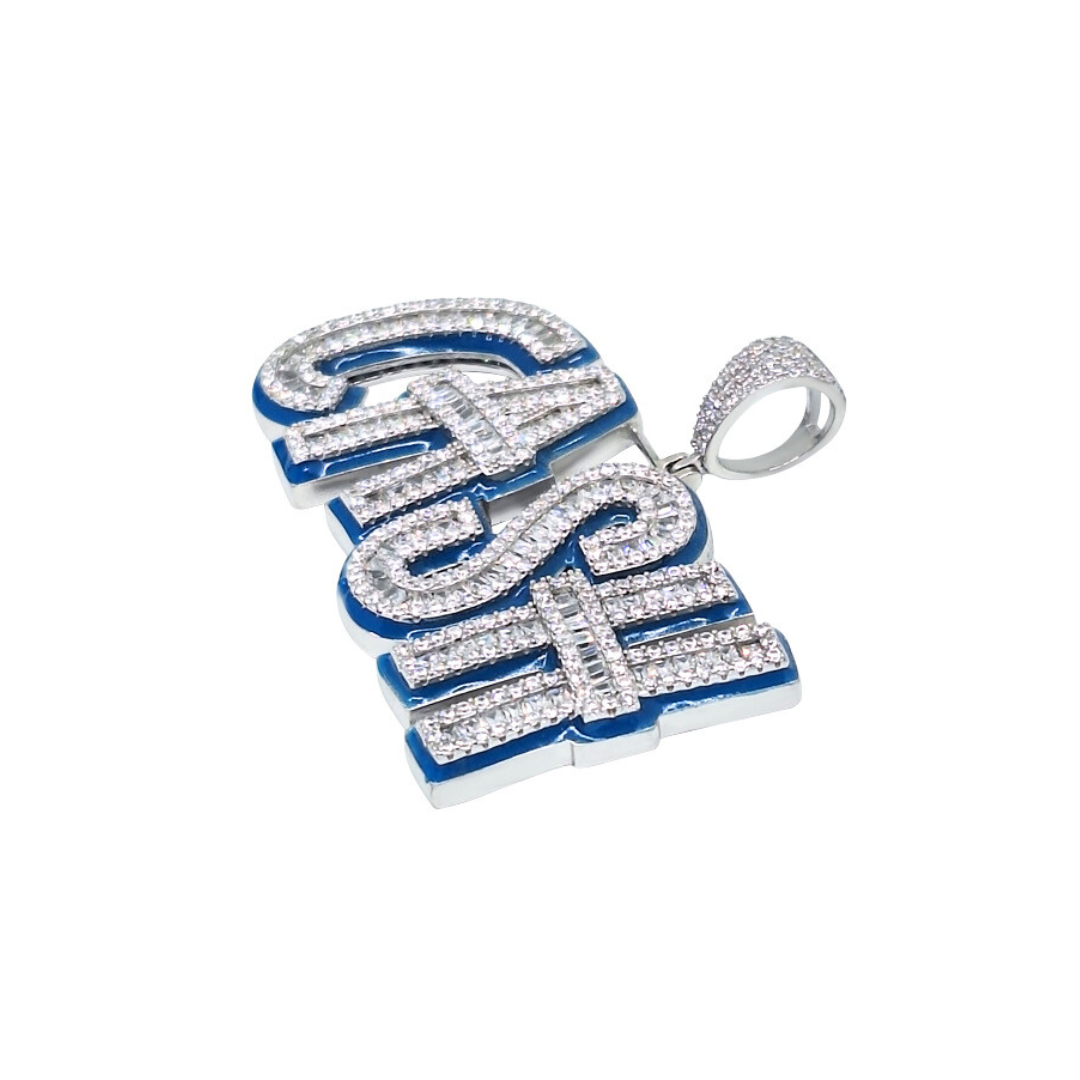 Silver CZ & Enamel CASH Pendant